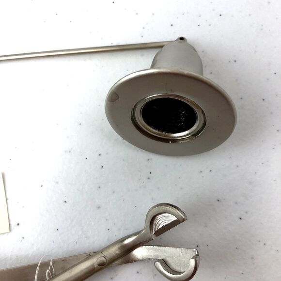 Home Interiors Brushed Pewter Candle Snuffer & Wick Scissors Vintage XMAS - Picture 3 of 6